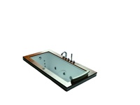 Baignoire autoportante italienne en acrylique, grande baignoire de massage, en promotion, noir et blanc, finition graphique, style accessoire, pour hôtel