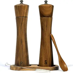 Ensemble de moulin à sel et à poivre manuel en bois Offre Spéciale Bois d'acacia 8 "élégant moulin à sel en bois et moulin à poivre ensembles