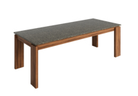Ensemble table et chaises de salle à manger, table de salle à manger en noyer, style chinois moderne, pierre flammée, minimaliste