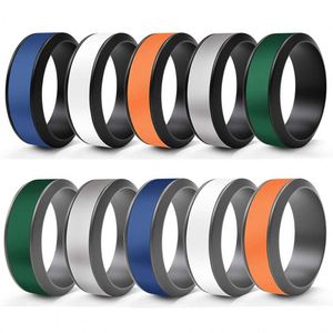 Anillo de fibra de carbono negro Núcleo en blanco de tungsteno Barra de mango de silicona azul Correa de estiramiento de fimosis con cerámica inflable - Product Image 1