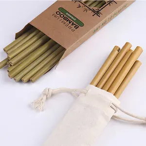 Palha de bambu degradável 100% verde natural, etiqueta privada laser de alta qualidade para bebidas