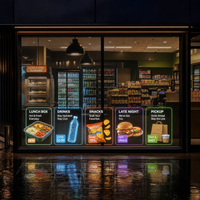 Écran LED transparent sur mesure pour vitrine de magasin de proximité