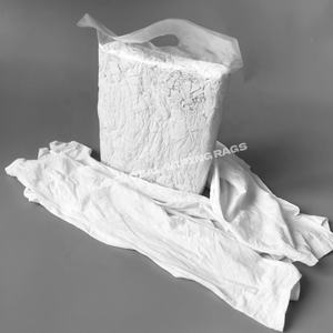 ผ้าเช็ดทำความสะอาดอุตสาหกรรมจากเสื้อยืดผ้าฝ้าย ผ้าเช็ดทำความสะอาดน้ำมัน ผ้าเช็ดพิมพ์ลายสีขาว ผ้าเช็ดทำความสะอาดสีขาวรีไซเคิล - Product Image 1