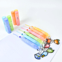 Lot de 6 marqueurs crémeux pastel mignons à motifs de dessins animés, en gros, pour la revente – Papeterie Kawaii scintillante