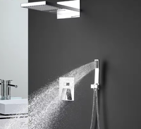 Ensemble de douche thermostatique de luxe à effet pluie et cascade, en acier inoxydable chromé poli, colonne de massage murale