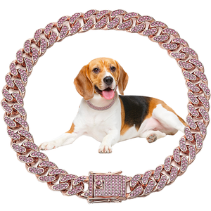 Easy-Pets Usine Fourniture Solide Bling Strass Diamant Alliage Métal Chien Collier Hip Hop Style Cubain Lien Collier Ruban - Product Image 1