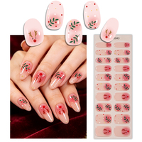 Autocollants semi-durcis pour ongles de Noël RTS, 20 pièces, motif arbre et cloche, couverture complète pour salon de manucure, autocollants semi-durcis en gel pour ongles de Noël