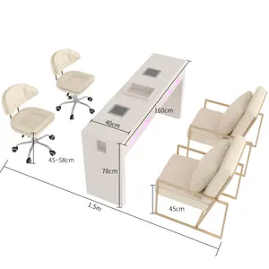 Crèmestijl Manicure Tafel En Stoel Set Japanse Stijl Stofzuiger Manicure Tafel Met Lamp Socket Manicure Tafel