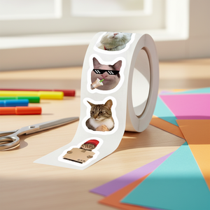 Etiquetas Adhesivas Impermeables de Gato Negro y <span class=keywords><strong>Cinnamon</strong></span> <span class=keywords><strong>Roll</strong></span> de Dibujos Animados, Lindas y Personalizadas, Venta al por Mayor Directa de Fábrica para Recompensas Infantiles - Product Image 1