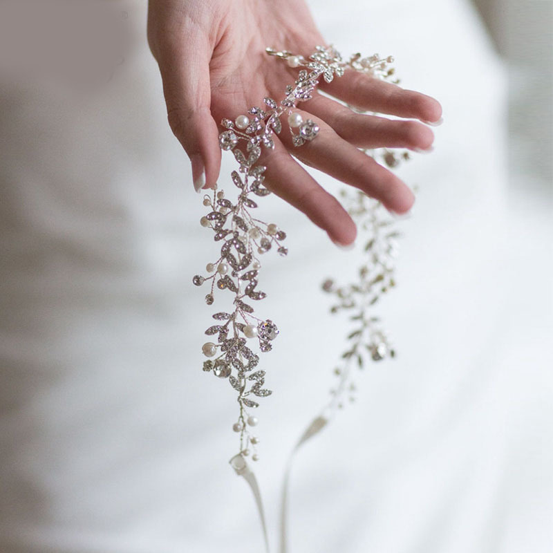 Новый ручной работы; Свадебные туфли с отделкой жемчугом и прозрачными стразами в виде алмазов в виде цветов и листьев Свадебные повязки для волос, свадебные аксессуары для волос для женщин