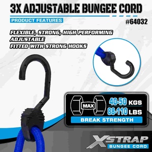 Cordes élastiques réglables Xstrap 3X en caoutchouc 8 mm x <span class=keywords><strong>14</strong></span>-20 <span class=keywords><strong>pouces</strong></span> 132-165 lbs Durables et haute sécurité - Product Image 4