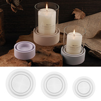 Moule en silicone pour bougie géométrique DM1245, rond, en résine époxy, plâtre, ciment, gypse, base de bougeoir rayée