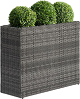 Jardinières modernes d'intérieur et d'extérieur, pots à fleurs en métal résistant aux intempéries, cadre en métal, rotin PE, grande jardinière rectangulaire, bac de jardin écologique