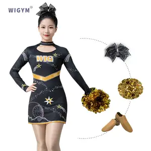 Wigym - Fantasia de time de torcida para meninas, uniforme preto para equipe de torcida, novidade 2024