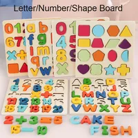 Puzzle en bois 3D personnalisé en contreplaqué, alphabet Montessori, lettres, chiffres et formes, jouet éducatif pour l'apprentissage