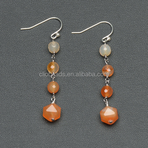 925 de ágata de plata esterlina Rosario de cuentas de piedras preciosas <span class=keywords><strong>pendientes</strong></span> - Product Image 1