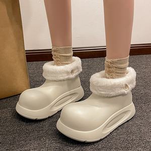 Hiver nouvelle arrivee style bottes de neige femmes couleur pure casual chaussures rembourrées en coton polaire doublé épaissi chaleur tech bottes - Product Image 4