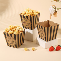 Vente en gros transfrontalière, boîte à popcorn carrée en papier kraft de couleur de la marque Haodong, emballage alimentaire jetable FP-04, commande personnalisée acceptée