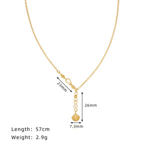 Collar Largo de Acero Inoxidable Francés con Borla de Concha Pequeña y Gancho de <span class=keywords><strong>Marinero</strong></span>, con Perlas Naturales Vintage, que No se Desvanece - Product Image 2