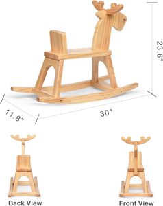 Caballito Mecedor Moderno de Madera Maciza para Niños, Juguete Montable para Bebés, Uso en Dormitorio Infantil, Respaldo de Reno, Ecológico, Regalo de Cumpleaños - Product Image 2