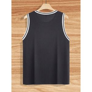 Débardeur Homme Sport Fitness Slim Fit Tricoté à Rayures Verticales Color Block Style Racer Taille Européenne pour le Commerce International - Product Image 3