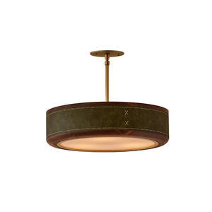 Lámpara de techo de madera maciza y cuero con luz LED colgante para sala de estar, estudio, decoración del hogar - Product Image 5