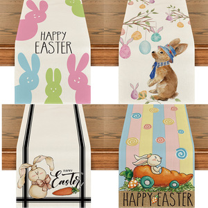 Cute Small <strong>Table</strong> Runners <strong>Easter</strong> <strong>Table</strong> Runner Rabbit Printed Linen Tablecloths for <strong>Cloth</strong> <strong>Tables</strong> - Product Image 6