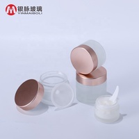 Pot Cosmétique en Verre Givré Transparent de 15g, 20g, 30g, 50g, 100g avec Couvercle Vissé en Aluminium Or Rose