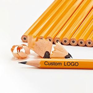 Crayon en bois naturel jaune personnalisé avec logo d'entreprise Ys864, non toxique, idéal pour les cadeaux d'entreprise, prix de gros, adapté au bureau - Product Image 3