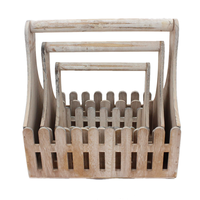 Ensembles originaux faits à la main de panier de rangement en bois pot de fleur avec plante en plastique couleur pin