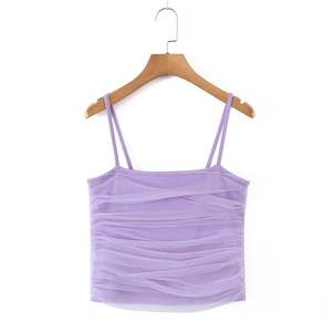 Camisola de malla sin espalda talla grande N8431 para mujer, de poliéster tejido, color liso, negro, rosa, morado - Product Image 2