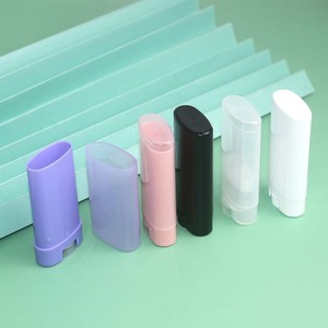 Tube cosmétique ovale plat transparent blanc et noir de 15g pour déodorant, baume à lèvres, rouge à lèvres, crème solaire, déodorant rose et violet - Product Image 2