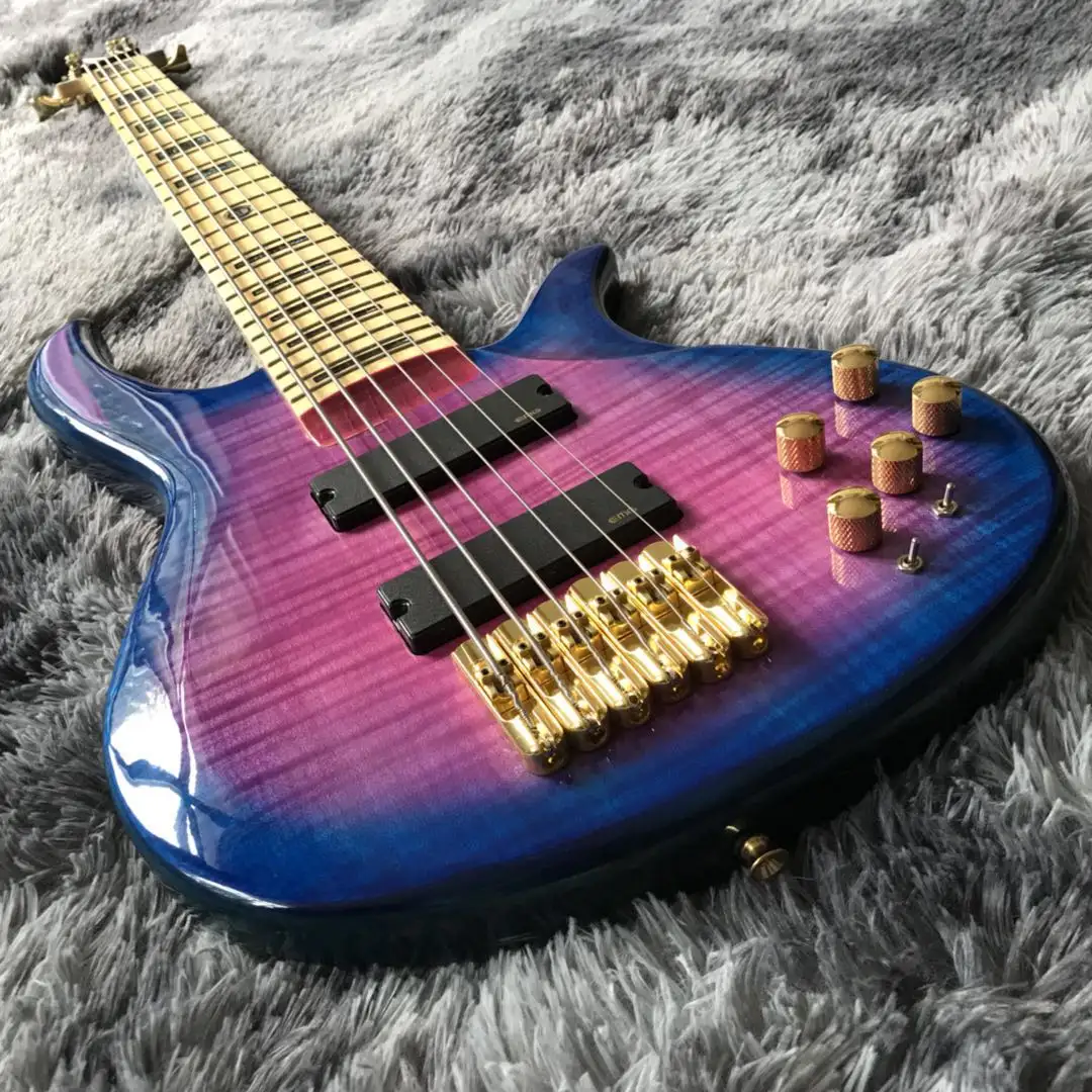 Custom Alder Body Electric Bass Guitar in Purple