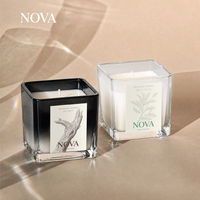 Ensemble cadeau de bougies parfumées aromatiques en cire de soja biologique personnalisées avec logo et emballage NOVA, dans un bocal en verre, pour la fragrance de la maison
