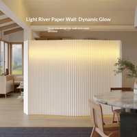 Folding Mobile Background Wall Luminous Paper Wood Wall Modern Simplicity Screen Soft Partition for Living Room Office Porch