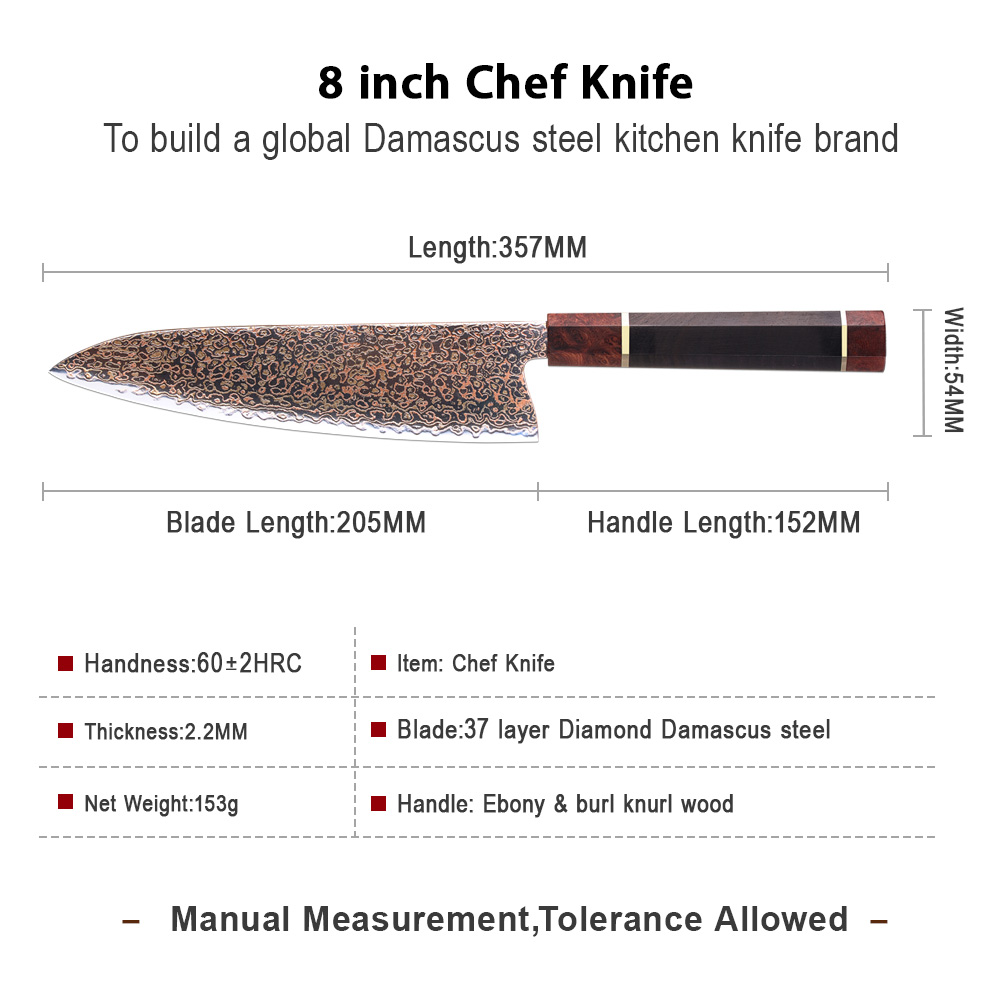 marrón en cuchillo de chef DMS-547