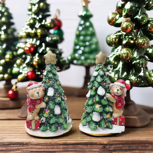 Nativité traditionnelle lumière LED décor de noël polyrésine père noël arbre artificiel support en résine décoration de la maison cadeau artisanat - Product Image 2