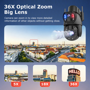 10MP Dual Lens Solar 4G PTZ Security Camera 36X Optical Zoom AOV 24 Hours <b>Recording</b> Red Blue Light Alarm Metal Ball Housing PIR - Product Image 5