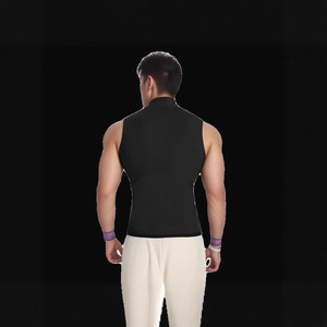 T-Shirt Senza Maniche Aderente Stile Americano con Collo Alto in Cotone Ossigenato e Seta di Latte Vintage per Uomini Muscolosi - Product Image 5