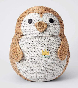 Cesta de Mimbre de Jacinto de Agua para Guardar Juguetes de Animales, Cesta de Pingüinos Tejida a Mano para Decoración de Habitación Infantil, Precio Económico - Product Image 1