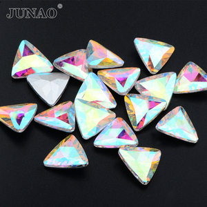 Junao 6Mm 10Mm 18Mm Driehoek Vorm Helder Kristal Strass Non Hotfix Diamant Puntback Glas Steentjes Voor Kleding - Product Image 3