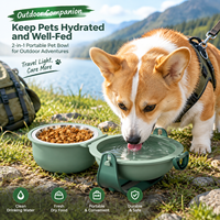Bol d'alimentation portable 2 en 1 pour animaux de compagnie avec logo personnalisé, inclinable, en acier inoxydable 304, pour chien et chat, nourriture et eau, voyage en plein air, camping, accessoires pour animaux de compagnie