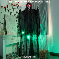 Pendentif fantôme suspendu d'Halloween, induction électrique, squelette de la mort, yeux lumineux, décoration d'ambiance d'horreur, ornement