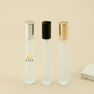 Frasco de vidro fosco transparente para pulverizador de perfume com bomba de spray, frasco vazio de 10ml para crimpagem