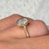 Bague de fiançailles solitaire ovale personnalisée de 3 carats en diamant de laboratoire, sertie clos, or massif 10K/14K/18K, certifiée IGI CVD/HPHT VVS