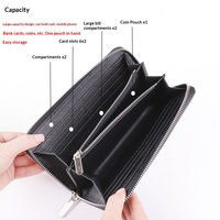 Dompet Kulit Asli Klasik dengan Logo Custom, Resleting Panjang, dan Banyak Slot Kartu untuk Pria atau Wanita