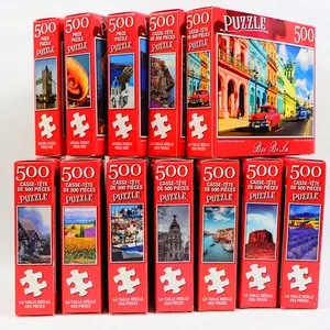 Wholesale custom puzzle piece DIY Kits charms kids toy educational die cut 500pcs jigsaw puzzles