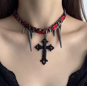 Collana Unisex con Catenina alla Clavicola in Stile Gotico Punk, con Croce e Stella in Acciaio Inossidabile - Product Image 3