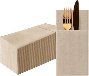 Serviettes de table jetables 1 pli, absorbantes, effet lin, pour mariages, réceptions, fêtes, salles de bain, avec logo personnalisé, en Airlaid - Product Image 1