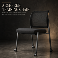 Chaise de bureau et de formation sans accoudoirs en maille, dossier en PP noir, piètement métallique durable avec roulettes en PA pour bureau, salle de conférence et salle de formation
